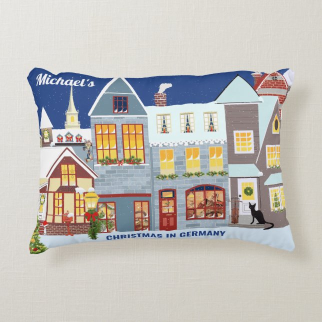 Cojín Decorativo Navidades Ciudad Invierno Casas Casas de Ventanas (Anverso)