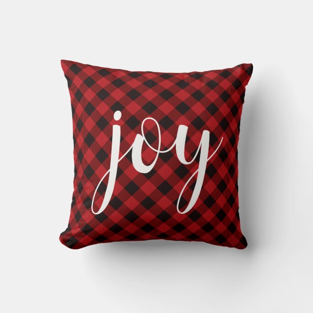 Cojín Decorativo Navidades clásico guión clásico de alegría de Red  (Anverso)