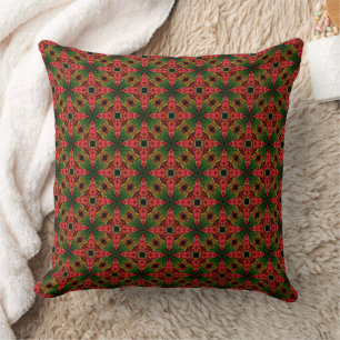 Cojín Decorativo Navidades Colores Patrón Geométrico Rojo Y Verde