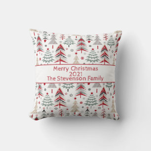 Cojín Decorativo Navidades, colorido, árbol de Navidad, rojo, verde