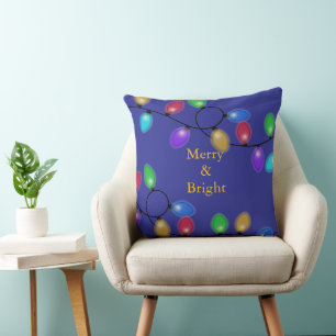 Cojín Decorativo Navidades Coloridos Iluminan Sobre El Azul