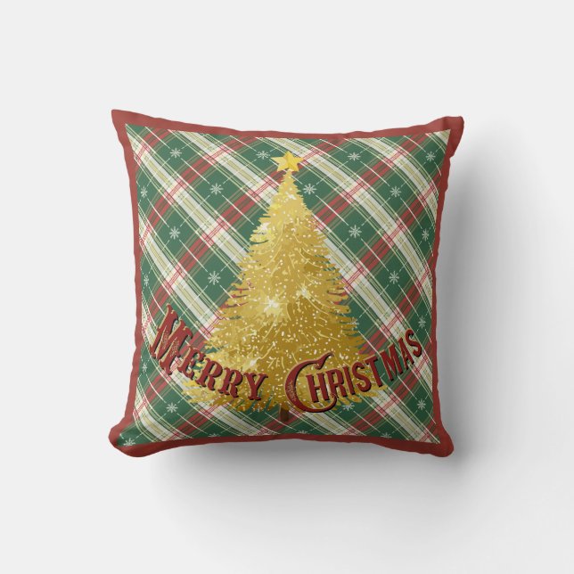 Cojín Decorativo Navidades con árbol de oro (Anverso)