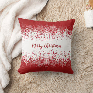 Cojín Decorativo Navidades Copos de nieve rojos blancos