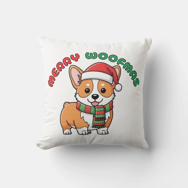 Cojín Decorativo Navidades Corgi Pillow: Merry Woofmas (Anverso)