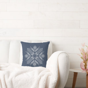 Cojín Decorativo Navidades cruzan el diseño de copos de nieve