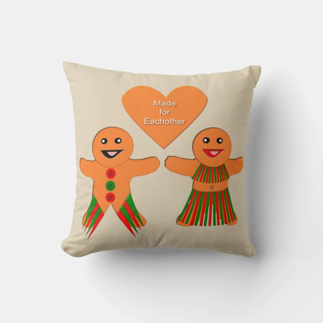 Cojín Decorativo Navidades Cuidados Gingerbread Pareja (Anverso)