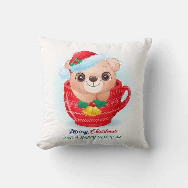 Cojín Decorativo Navidades curados acuarela bebe besito de guarderí (Anverso)