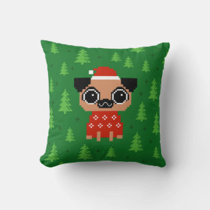 Cojín Decorativo Navidades Cute Pug Holiday Dog Santa