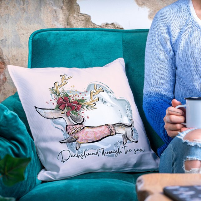 Cojín Decorativo Navidades Dachschund A Través Del Perro Festividad (Subido por el creador)
