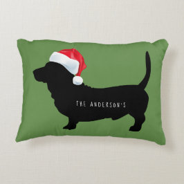 Cojín Decorativo Navidades Dachshund Santa Hat Name