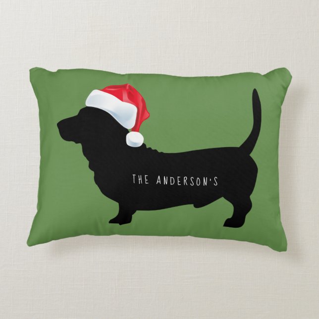 Cojín Decorativo Navidades Dachshund Santa Hat Name (Reverso)