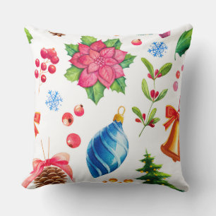 Cojín Decorativo Navidades de acuarela de estilo vintage