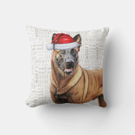 Cojín Decorativo Navidades de acuarela de perro de Malinois de Bélg