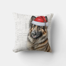 Cojín Decorativo Navidades de acuarela de perro de Tervuren de Bélg