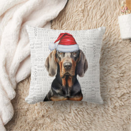 Cojín Decorativo Navidades de acuarela de perro negro y moreno