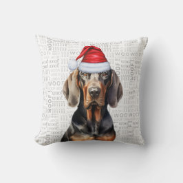 Cojín Decorativo Navidades de acuarela de perro negro y moreno