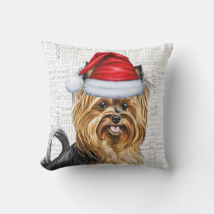 Cojín Decorativo Navidades de acuarela de Perro Terrier de Biewer