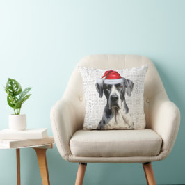 Cojín Decorativo Navidades de acuarela divertidos de Great Dane Dog