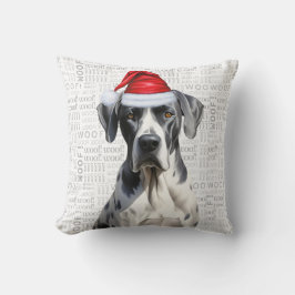 Cojín Decorativo Navidades de acuarela divertidos de Great Dane Dog