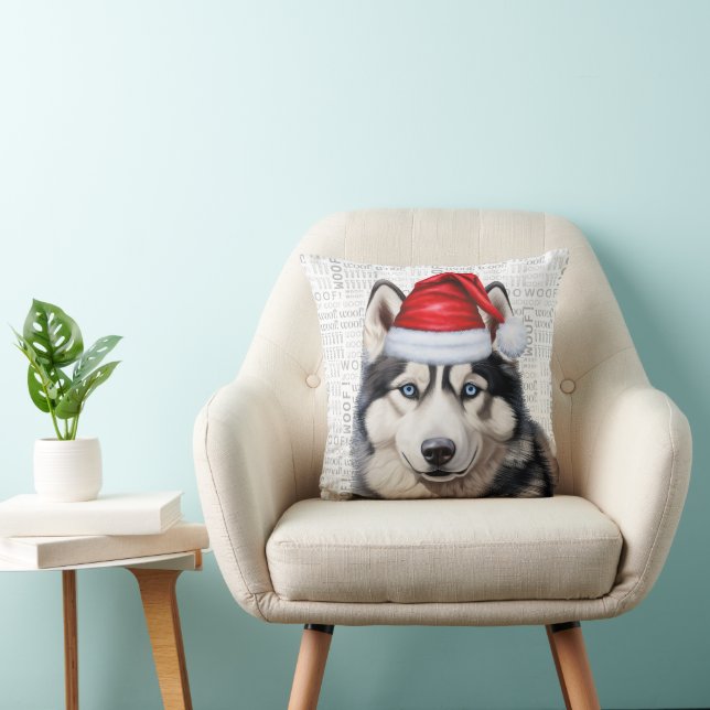 Cojín Decorativo Navidades de acuarela graciosos del Husky Dog Sibe (Silla)