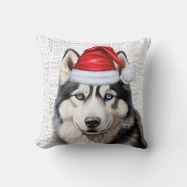 Cojín Decorativo Navidades de acuarela graciosos del Husky Dog Sibe