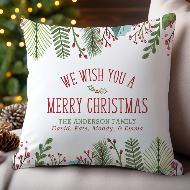 Cojín Decorativo Navidades de acuarela personalizados vegetación (Subido por el creador)