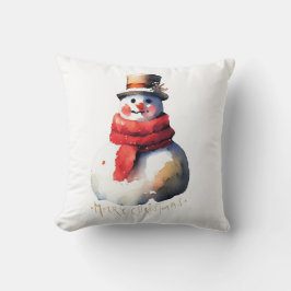 Cojín Decorativo Navidades de acuarela Snowman