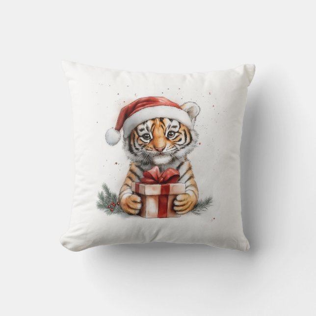 Cojín Decorativo Navidades de animales adorables serie Baby Tiger (Anverso)