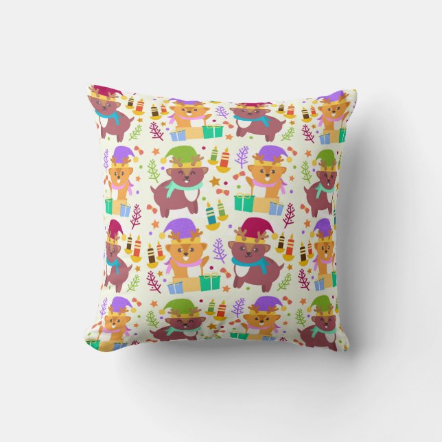 Cojín Decorativo Navidades de animales pequeños y pequeños (Anverso)
