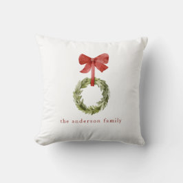 Cojín Decorativo Navidades de apellido Greenery Wreath Holiday