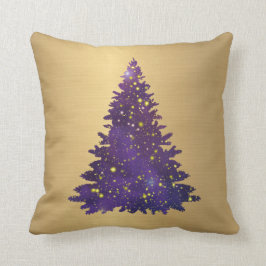 Cojín Decorativo Navidades de árbol Purpurina de color morado de mo
