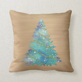 Cojín Decorativo Navidades de árbol Verde azulado de oro de moda