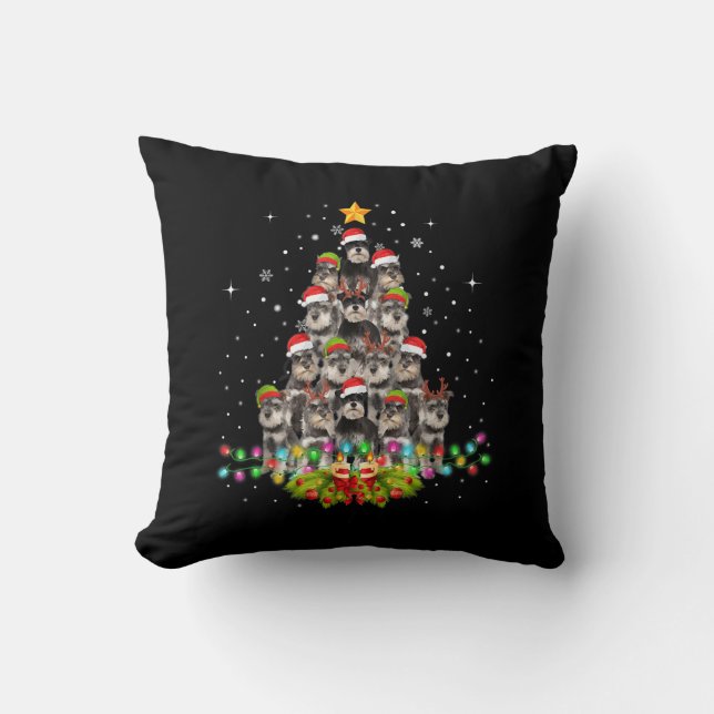 Cojín Decorativo Navidades de árboles de perros Schnauzer Mascota d (Anverso)