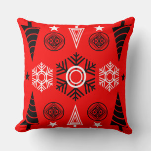 Cojín Decorativo Navidades De Art Nouveau Rojo Y Negro
