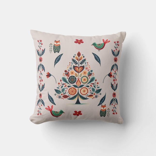 Cojín Decorativo Navidades de arte folclórico singulares escandinav (Anverso)