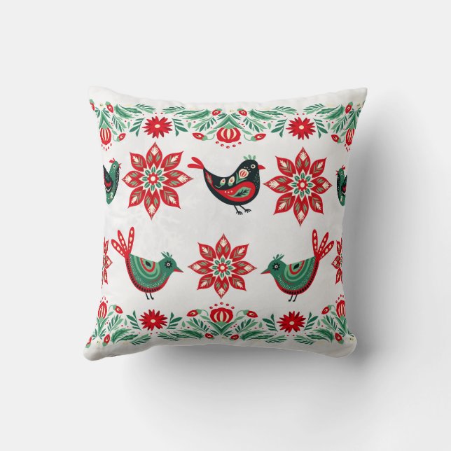 Cojín Decorativo Navidades de arte folclórico singulares escandinav (Reverso)