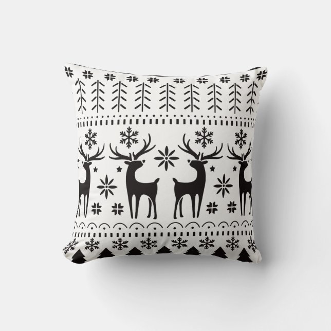 Cojín Decorativo Navidades de arte popular moderno reno (Anverso)