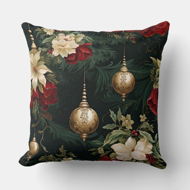 Cojín Decorativo Navidades de ballet sombreados botánicos (Anverso)