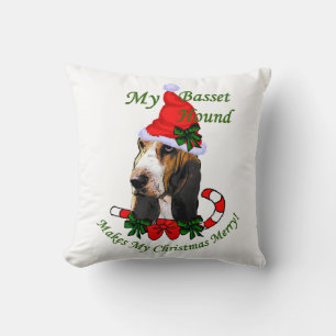 Cojín Decorativo Navidades de Basset Hound