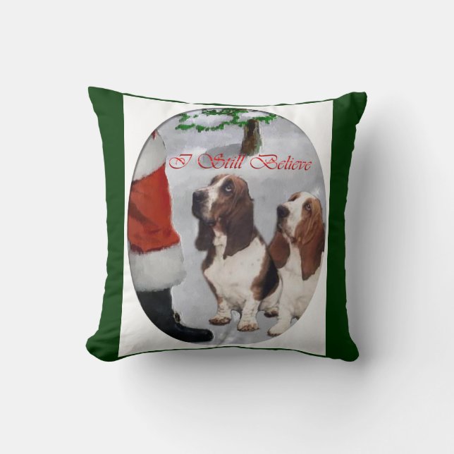 Cojín Decorativo Navidades de Basset Hound (Anverso)