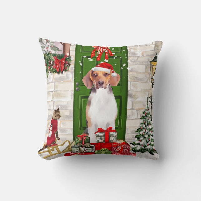 Cojín Decorativo Navidades de Beagle Dog (Anverso)