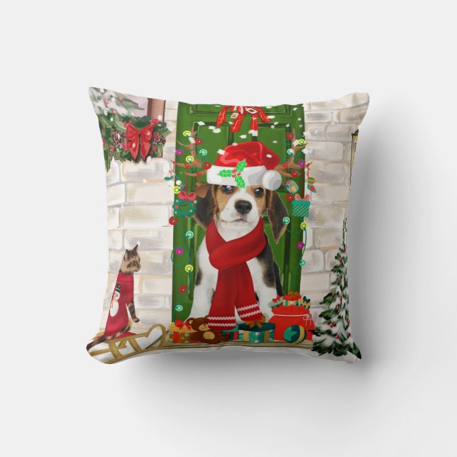 Cojín Decorativo Navidades de Beagle Dog (Anverso)