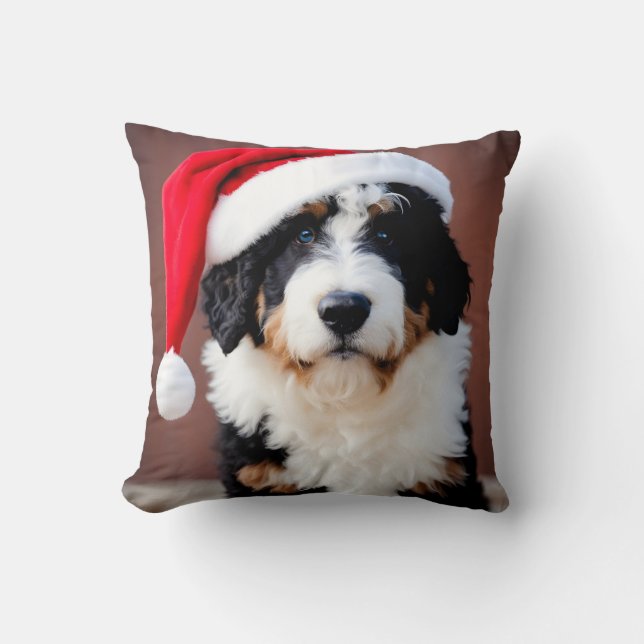 Cojín Decorativo Navidades de Bernedoodle (Anverso)