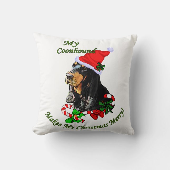 Cojín Decorativo Navidades de Black and Tan Coonhound (Anverso)