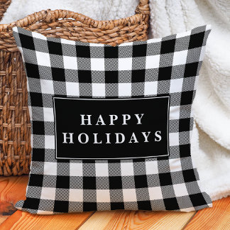 Cojín Decorativo Navidades de Black Buffalo Plaid Happy Holidays