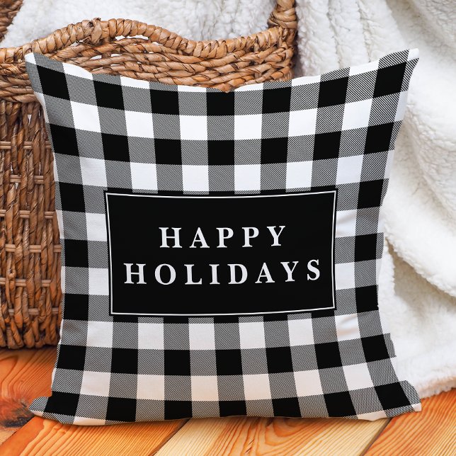 Cojín Decorativo Navidades de Black Buffalo Plaid Happy Holidays (Subido por el creador)