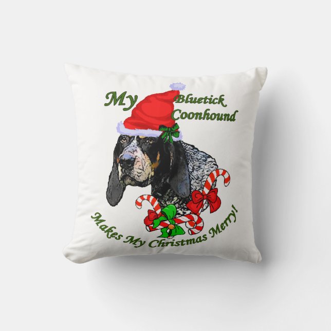 Cojín Decorativo Navidades de Bluetick Coonhound (Anverso)