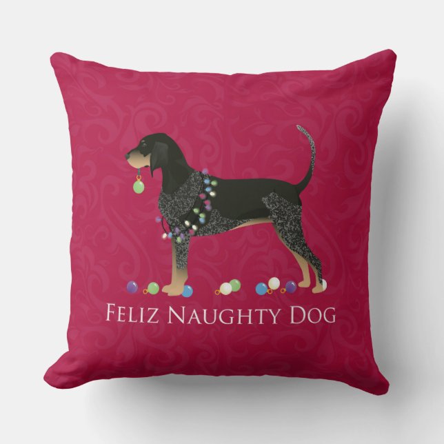 Cojín Decorativo Navidades de Bluetick Coonhound (Anverso)
