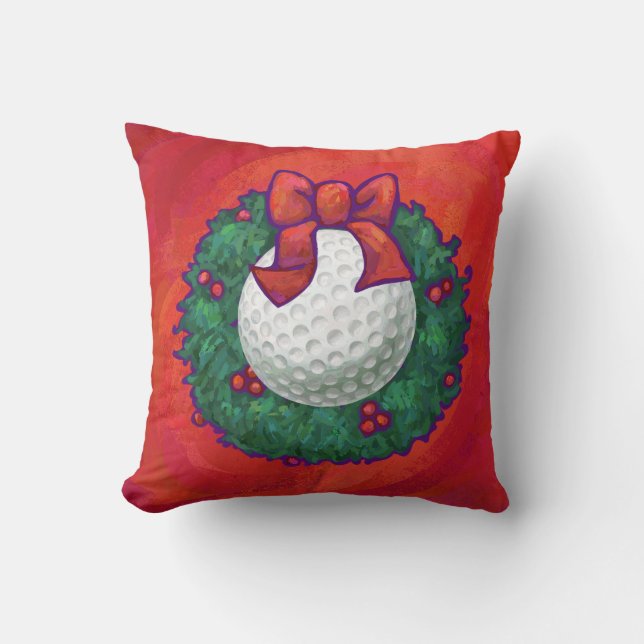 Cojín Decorativo Navidades de bolas de golf rojas (Anverso)