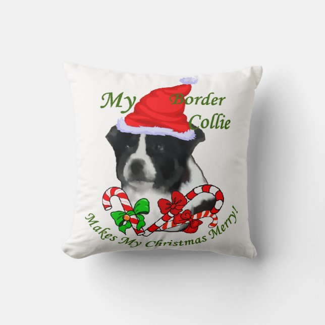 Cojín Decorativo Navidades de Border Collie (Anverso)